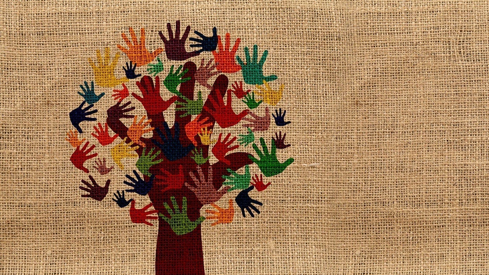 Volunteering hands tree graphic